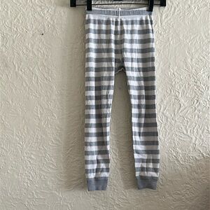 Hanna Andersson White Light Gray Stripe Pajama Pants Long John 6 7